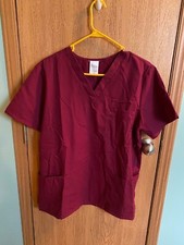 Medical Scrub Top Maroon Unisex Large with three pockets