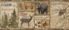 Wallpaper Border Chesapeake TLL01592B Attitash Deer Camp Lodge Deer Bears