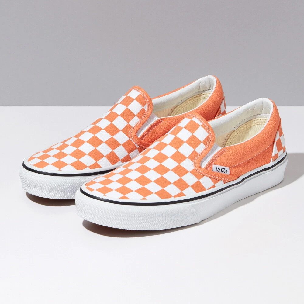 Checkerboard orange vans sale