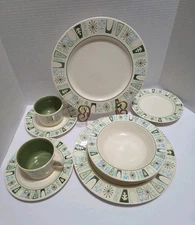 Vintage Taylorstone “Cathay” 2 Place Settings Plates Bowls Cup Saucers Desserts 