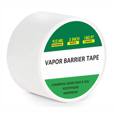 Vapor Barrier Tape 3" X 180', 9Mil White Polyethylene Tape for Crawl Spaces Mo