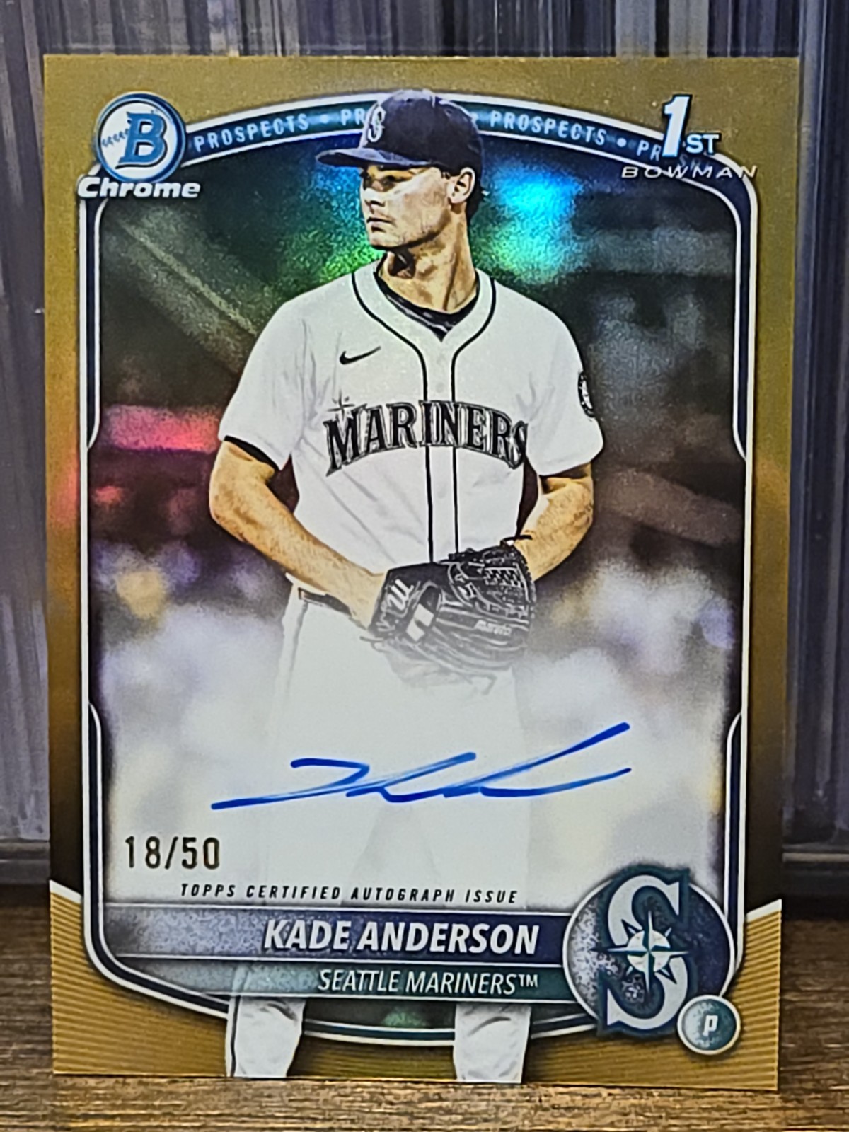 KADE ANDERSON 2025 Bowman Draft Chrome 1st Auto True Gold /50 Mariners CPA-KA