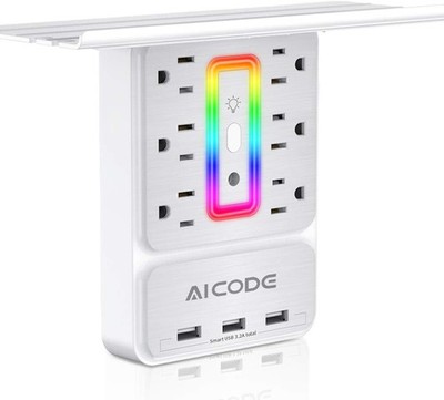 Socket Outlet Shelf,Wall Outlet Surge Protector,6 Electrical Outlet Splitter wit