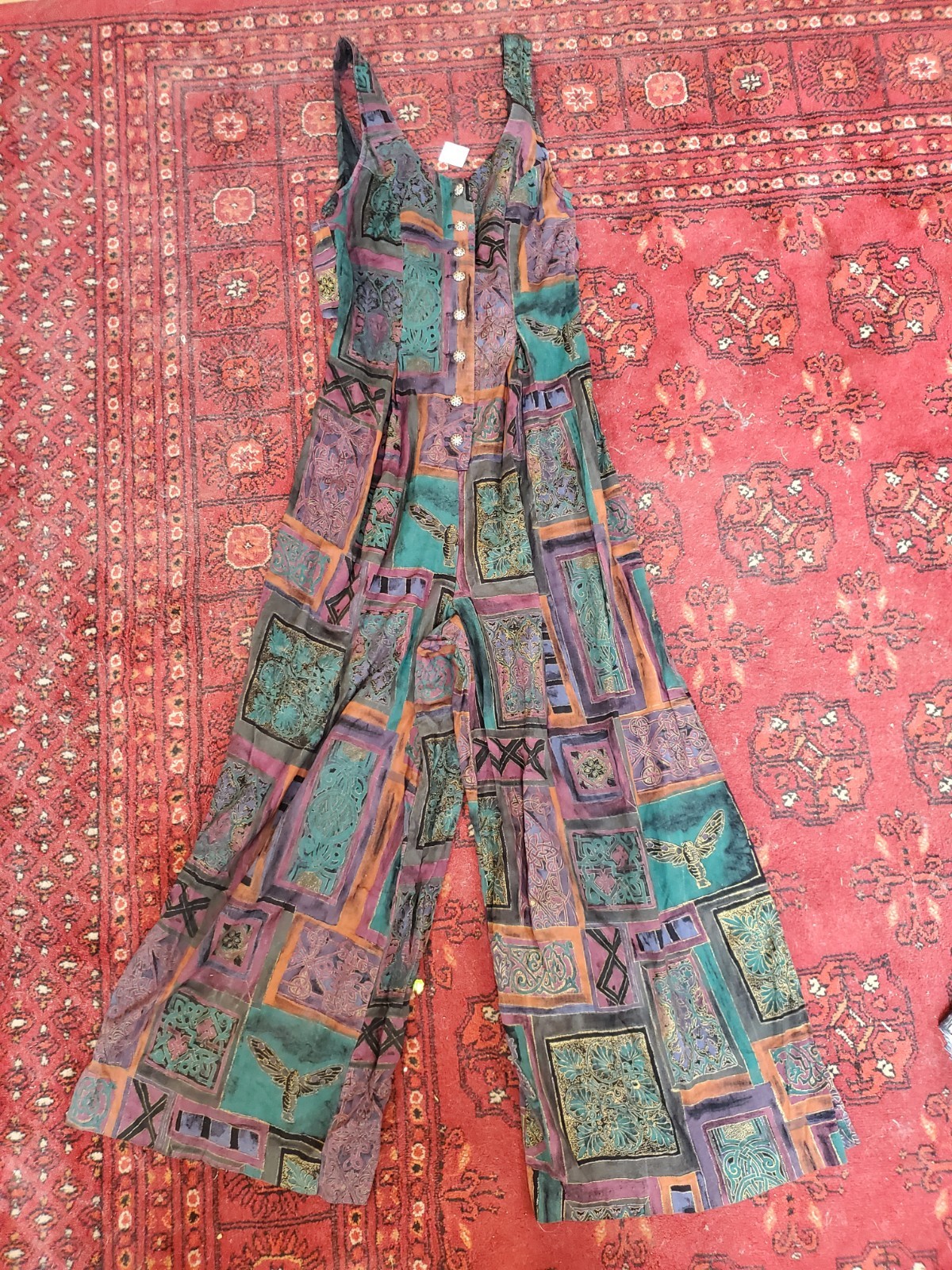 patterned multi colored boho jumpsuit size medium - image 1