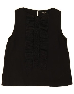 Massimo Dutti Damen ärmelloses Blusentop EU 42 Large schwarz DE49