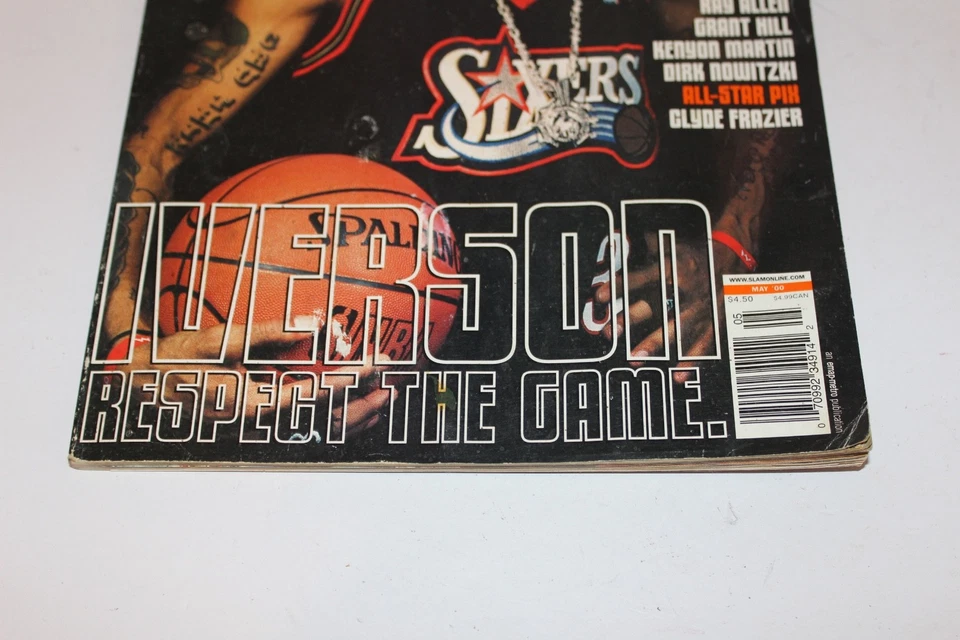 Slam журнал мая 2001 Allen Iverson обложка + плакат NBA винтажный баскетбол выпуск - Изображение 3 из 4