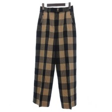 KENZO Vintage Wide Pants Black Beige Block Check Center Pleats M
