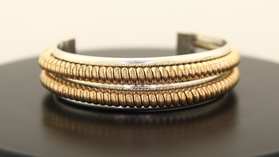 Navajo Cuff Bracelet Sterling Silver & Gold Vintage Native Artist