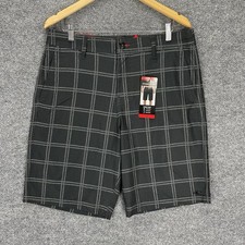 O  Neill Hybrid Shorts Men  s 34 Heather Black Plaid Lightweight 4-Way Stretch NWT
