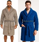 Mens Plain Dressing Long Gown Snuggly Luxury Thermal Fluffy Soft Cozy Robes
