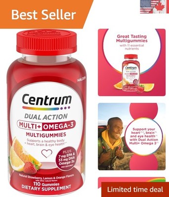 Dual Action Omega-3 Multivitamins in Delicious Strawberry, Lemon, Orange Flavors