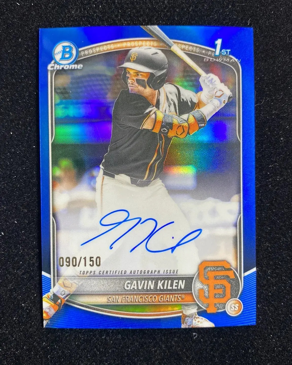 2025 Topps Bowman Draft Chrome Prospects Blue Gavin Kilen 1st Auto 090/150 QI95