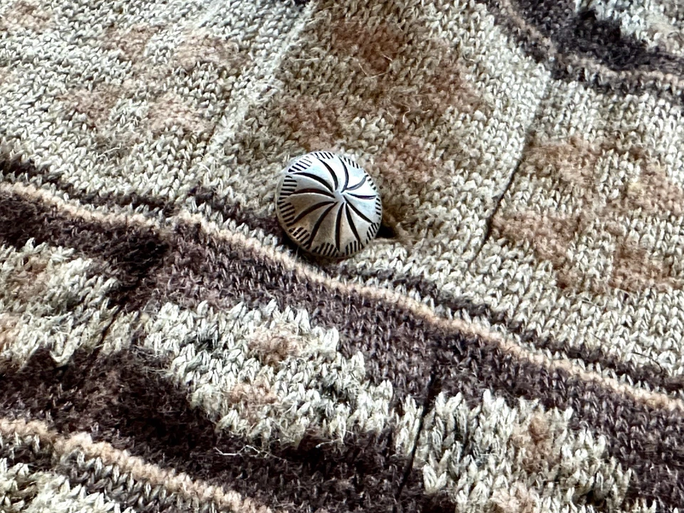 RRL Ralph Lauren Hand-Knit Fair Isle Shawl Collar Sweater, Linen Silk, Medium - Image 4 of 4