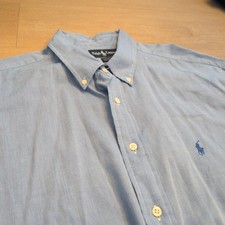 Ralph Lauren Yarmouth Mens 17.5 35 Light Blue Oxford Cotton Button Down Shirt