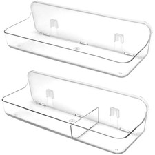2PK Bath Toy Storage Holder for Bathtub Large  Acrylic Adhesive Shelves, Adhes...