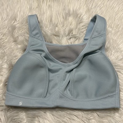 Glamorise 34D Sports Bra Blue Full Figure No Bounce Camisole Wireless 1066