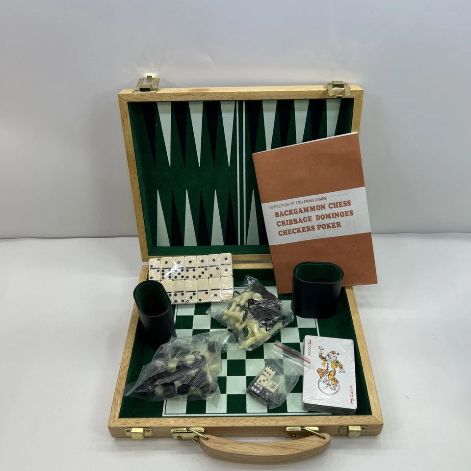 Wooden Classic Games Chess, Backgammon, Dominoes, Checkers, Cards  - Image 3 of 4