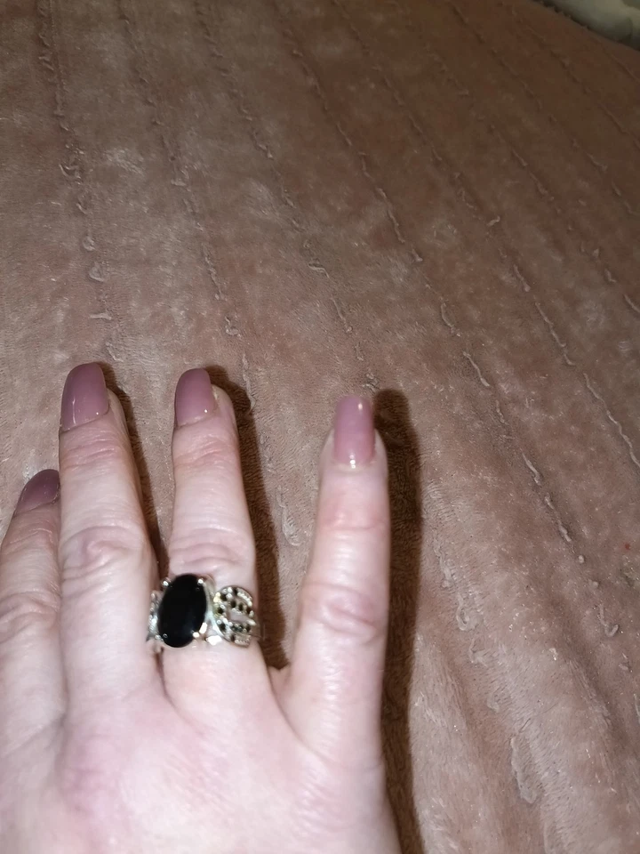 Anillo de ónix y plata de ley talla 8 Foto 4 de 4