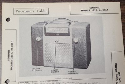 SENTINEL MODELS 285P & IU-285P PORTABLE RADIO PHOTOFACT