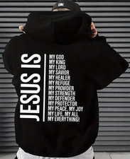 Men's Christian Faith Hooded Sweatshirt "Jesus Is My God  " Bible Verse Hoodie