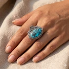 Natural Magnesite Turquoise 925 Sterling Silver Vintage Ring Jewelry Size 7.75