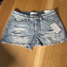 KanCan Ultra High Rise Denim Distressed Shorts 7/27 NWT