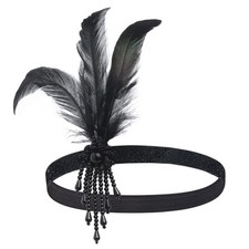 BABEYOND 1920s Flapper Headpiece Roaring 20s Feather Headband One Size, Black