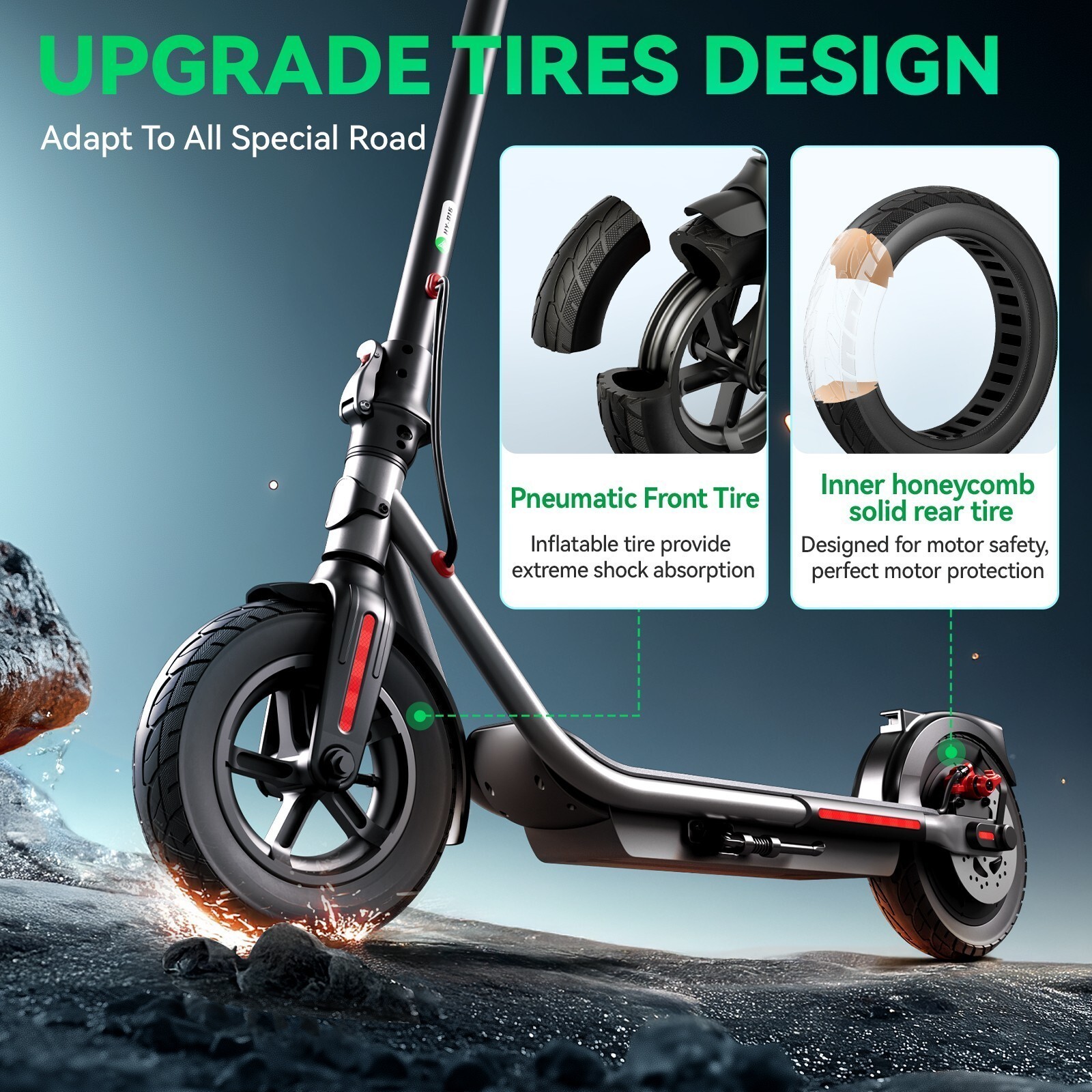 Peak 600W Electric Scooter Foldable 23MPH Disc Brake Scooter Commute LCD Display