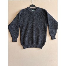 Barbour Vintage Size M Pure New Wool Sweater Made in Scotland Black Marled Mens