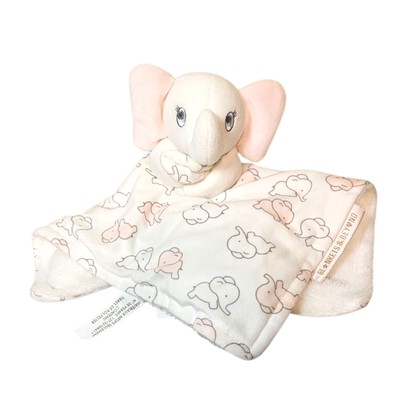 Blankets and Beyond Elephant Baby Lovey Plush Security Blanket Pink White Gray