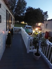 Static Caravan Decking Composite Grey And White With Lock And Gate