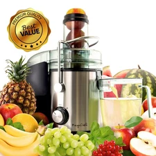 Stainless Steel Chrome Wide Mouth Juice Extractor, Juice Machine with Dual Speed