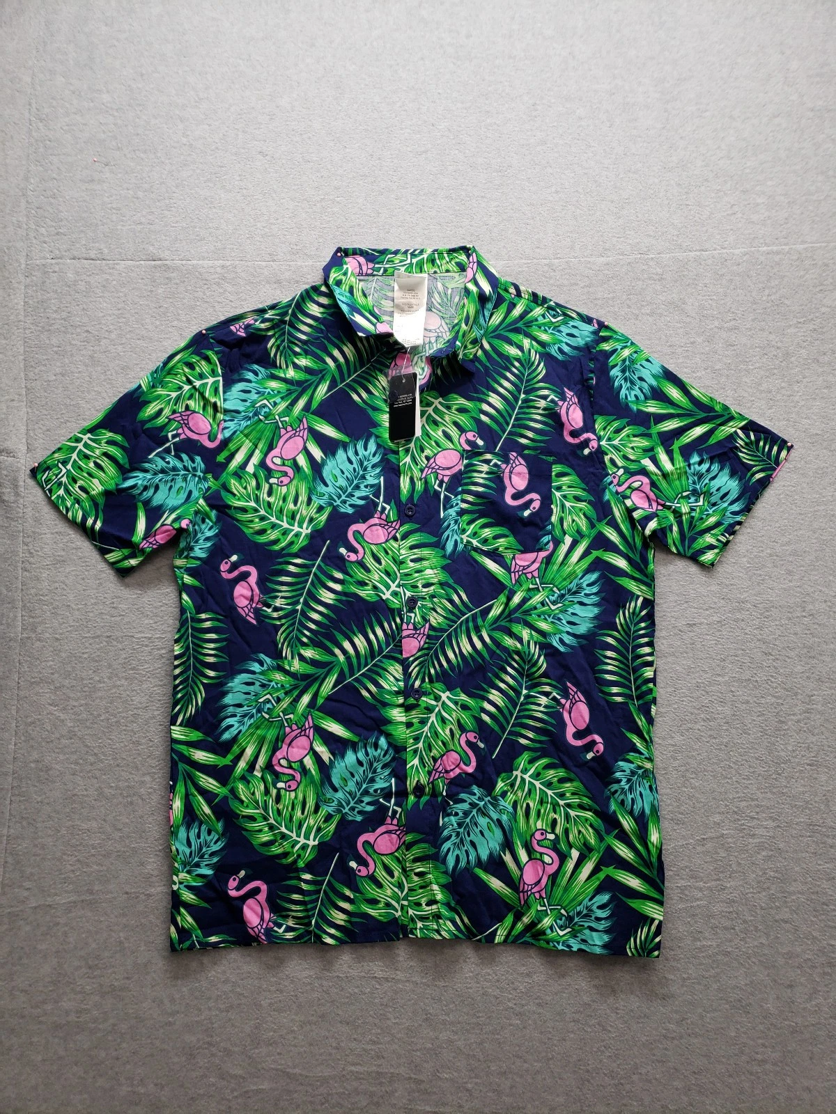 IML Men Hawaiian Shirt M Multicolor Leaf Short Sleeve Button Up Collared Beach