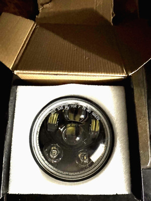SUNPIE Motorcycle 5-3/4'' 5.75'' Round Silver Halo LED Headlight