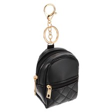Mini Backpack Keychain, Tiny Coin Purse Keychain for Women Makeup, Black