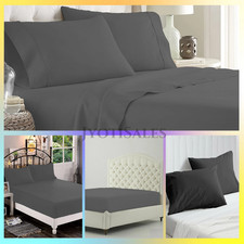 Extra Deep Pocket Soft Sheets 1000 - 1200 TC Egyptian Cotton Gray Solid