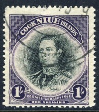 NIUE COOK ISLANDS King George VI 1938 One Shilling Black & Violet SG 75 VFU