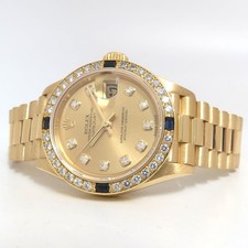 Rolex Datejust 26MM Factory Sapphire Diamond Bezel 18K Yellow Gold 79068