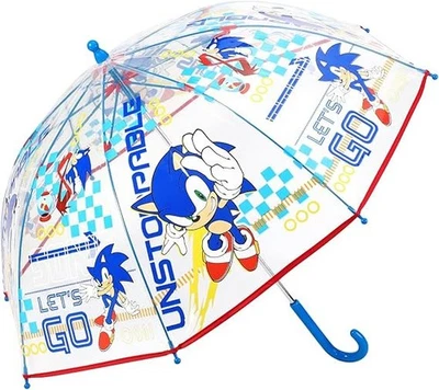 SEGA Kinder Sonic The Hedgehog Regenschirm Unstoppable Let's Go faltbar Kuppel Brolly