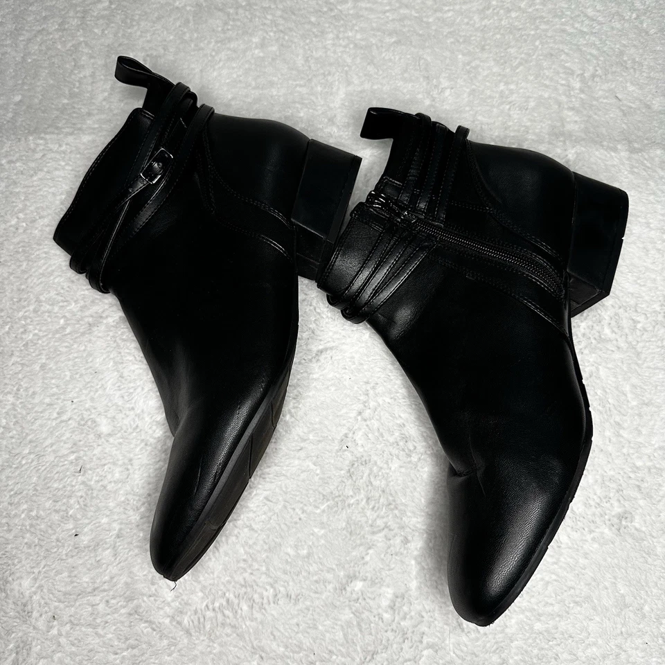 Botas Easy Spirit para mujer 11 anchas negras con correa al tobillo - plantilla acolchada de cuero con cremallera Foto 4 de 4