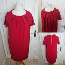 Size 8 M&S Collection Short Sleeved Red Shift Dress Work Office