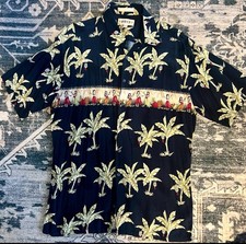 Vintage 80s Hula Dancer Hawaiian Shirt Size Medium 100 Rayon Korea Made a6