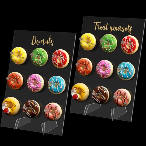 2 Pack Donut Stand Display Wall for Dessert 13.78 x 9.84 Inch, clear