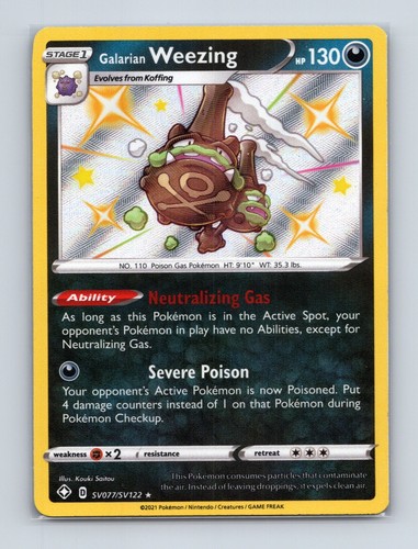 2021 Pokemon Galarian Weezing Shining Fates: Shiny Vault SV077/SV122 Shiny NM