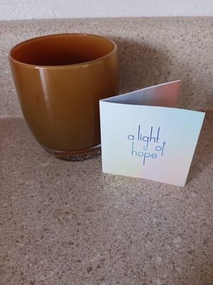 Glassybaby Ankle Deep 0476 Caramel Color Votive Candle Holder With Info Tag