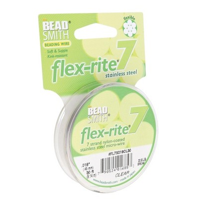 The Beadsmith Flex-Rite 7 Strand Nylon Coated, .018'' Dia - 30 ft, Clear 