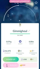 Pokémon - Shiny Gimmighoul - P T C - 80k+ stardust -See description