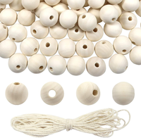 20Mm 160 StüCk Holzperlen Runde NatüRliche Lose Spacer Perlen FüR Diy Schmuck He