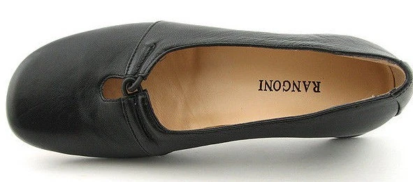 Nuevo RANGONI Italia Mujer Cuero Negro Cuña Tacón Plano Bomba Mocasín Zapato Talla 8 AA Foto 2 de 3