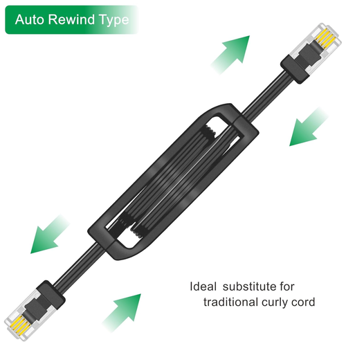 2+1Pack 2Pcs Retractable Phone Cord for Landline 4Ft Auto Rewind Telephone Hands - Zdjęcie 3 z 6